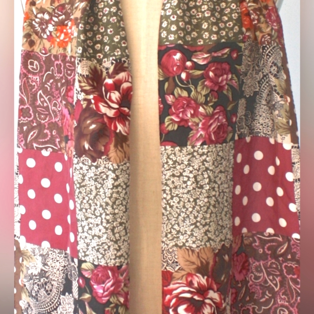 New York Studio Multi-Pattern Patchwork Silk Oblo… - image 5